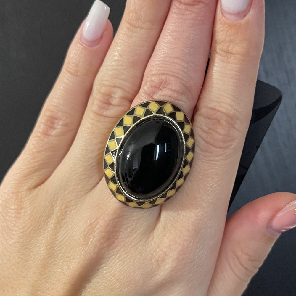 black gold stretchy cocktail ring